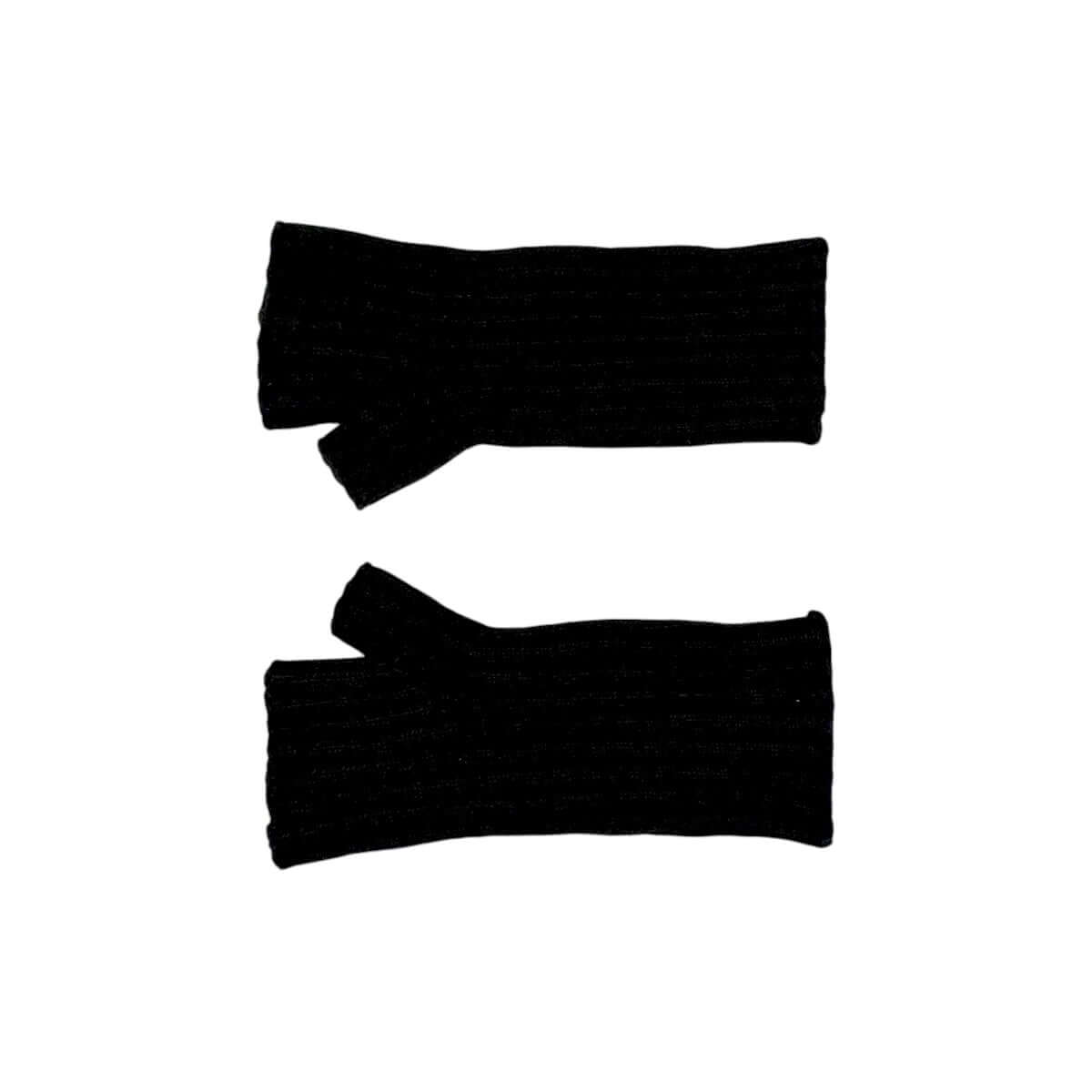 MANICOTTO CORTO COSTA CON POLLICE 100 LANA MERINO NERO