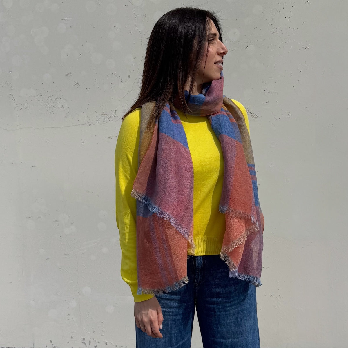 Stola Goccia Arancio -Blu