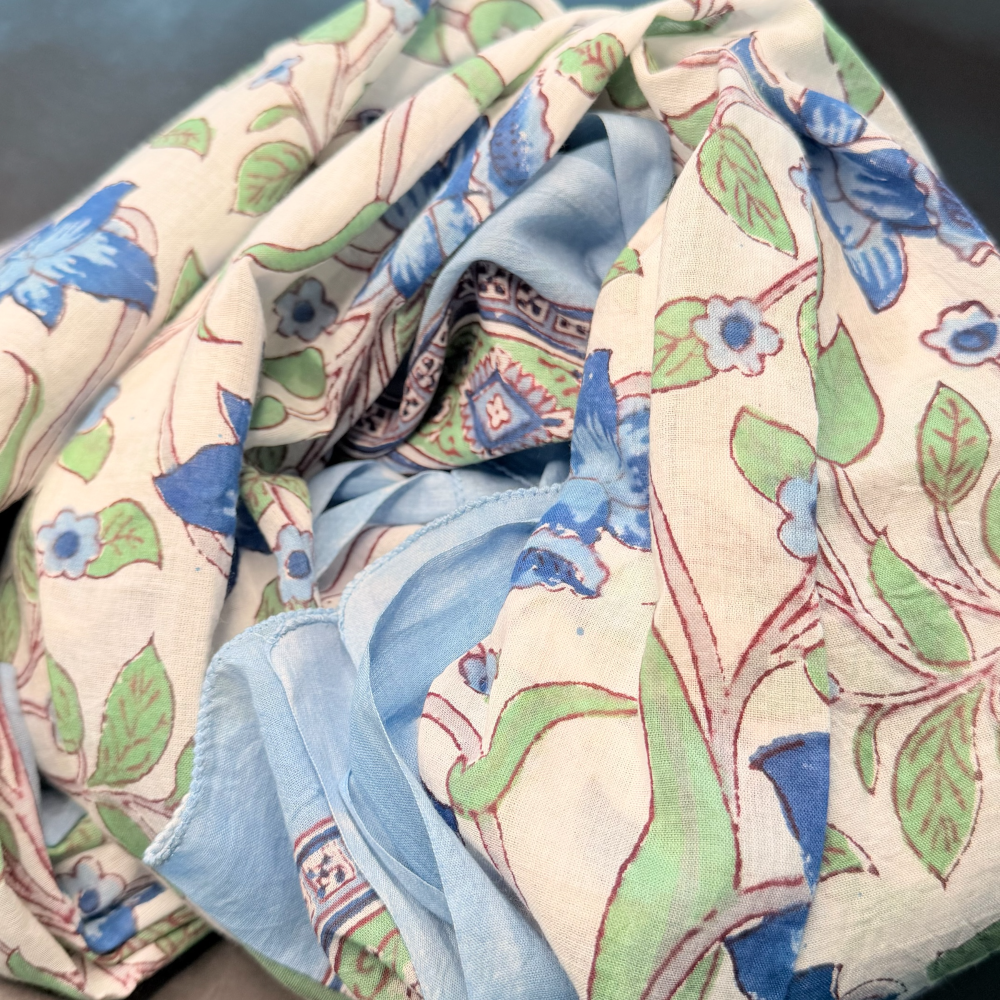 TELO PAREO FANTASIA FIORI BLU