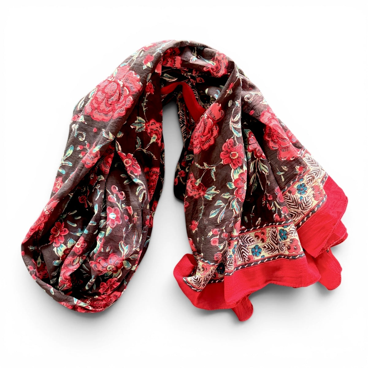 TELO PAREO FANTASIA NERO ROSSO