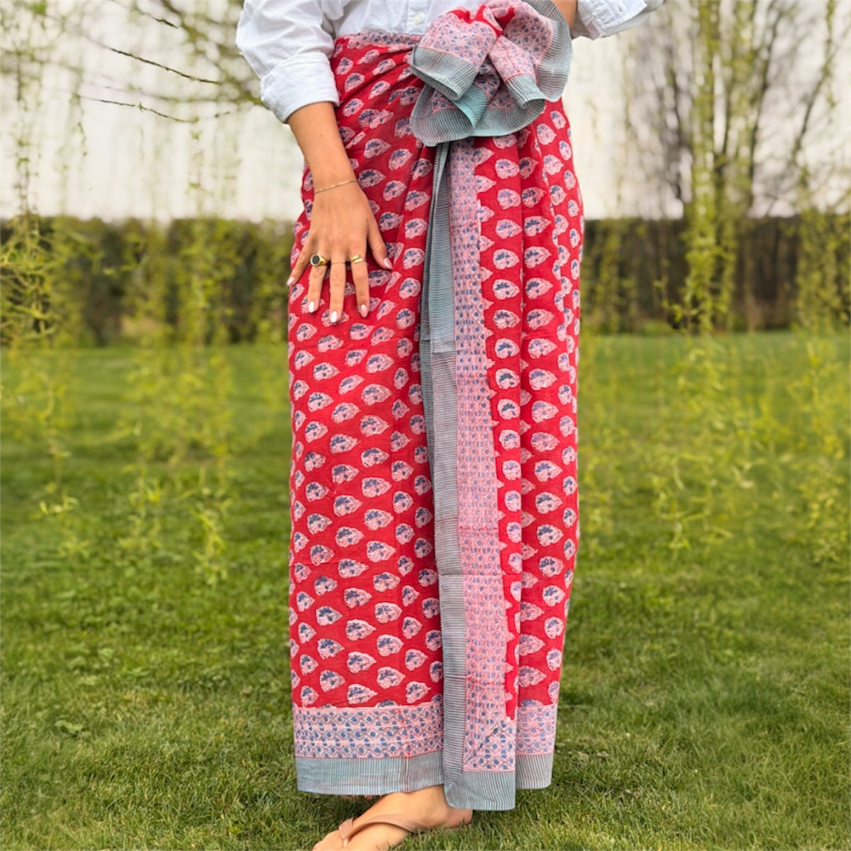 TELO PAREO FANTASIA ROSSO AZZURRO