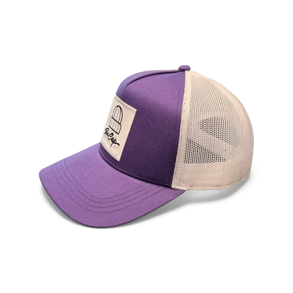 Cappello rapper logo lato becap viola bianco