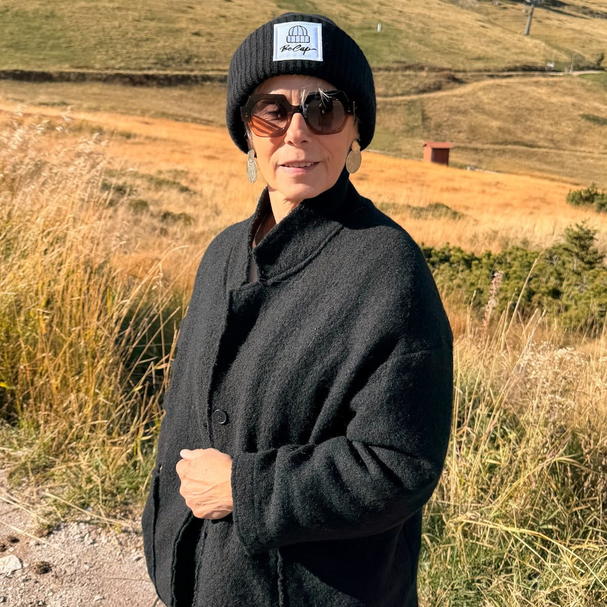 CUFFIA OVER 100% LANA MERINO LOGO BECAP MUSCHIO