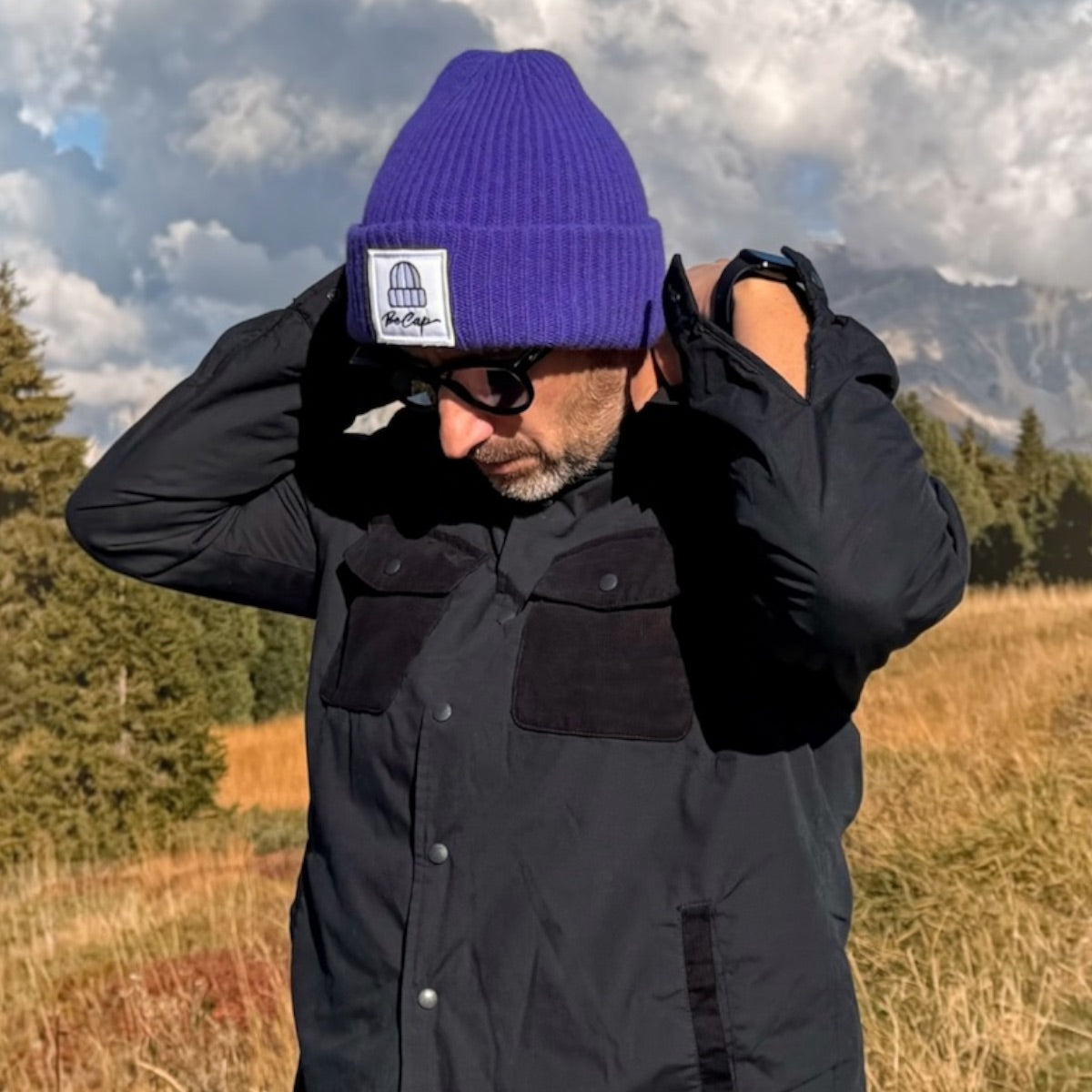 CUFFIA OVER 100% LANA MERINO LOGO BECAP MUSCHIO