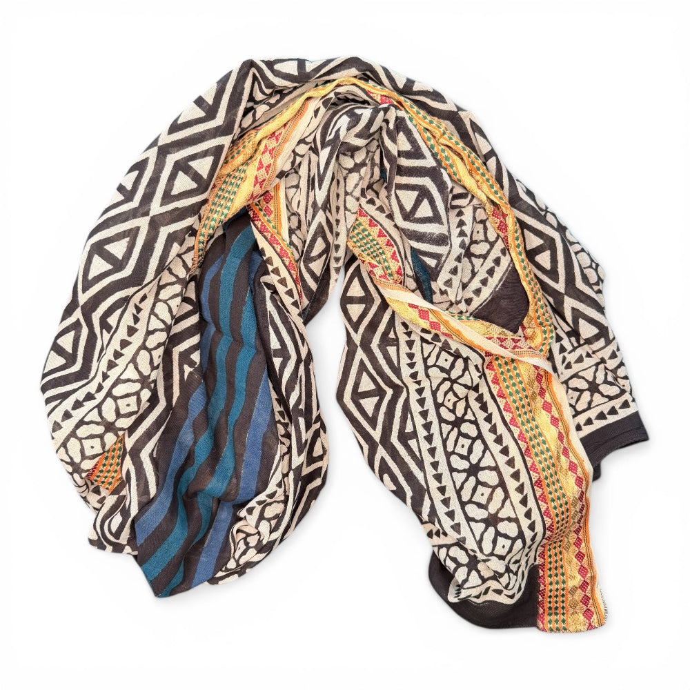 Pareo cotone blockprint etnico blu