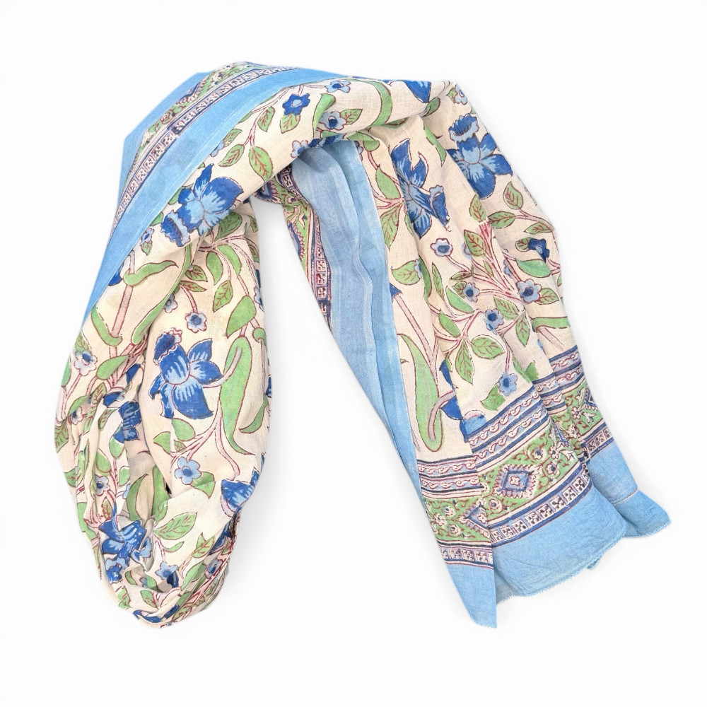 TELO PAREO FANTASIA FIORI BLU