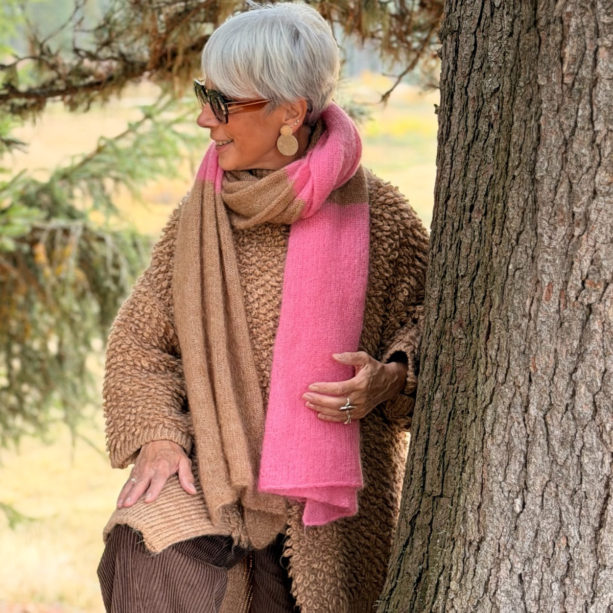 SCIARPA MAXI MOHAIR RIGA ROSA ALPINA - CARAMELLO MELANGE