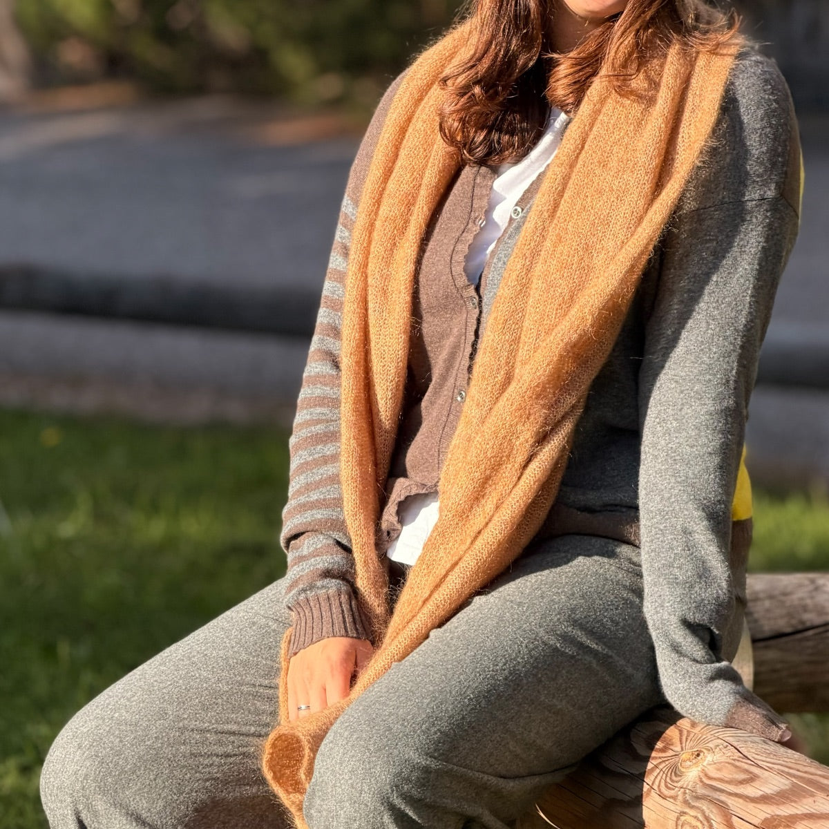 SCIARPA MAXI MOHAIR CARAMELLO MELANGE