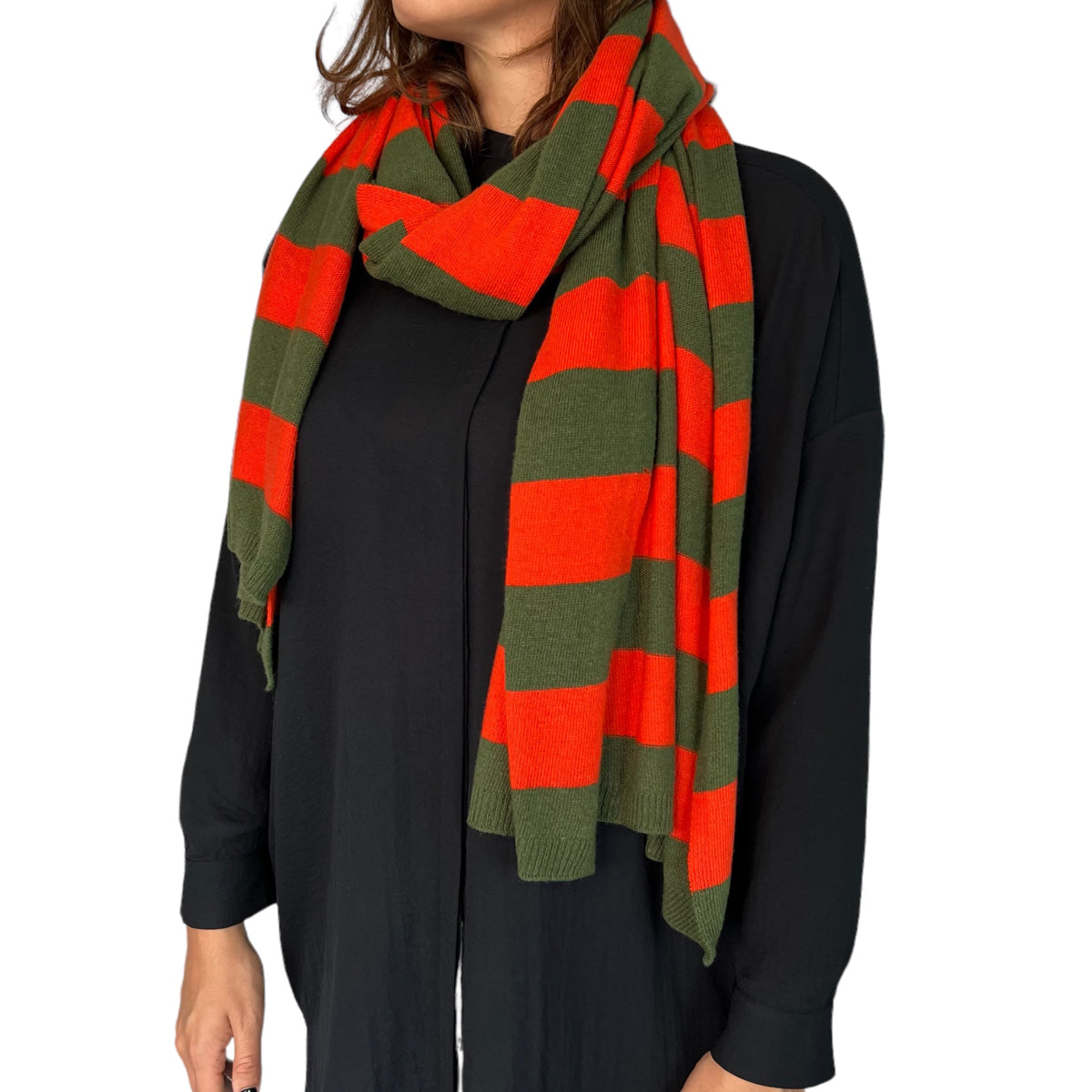 STOLA RIGHE AZZURRO CIELO-LIME